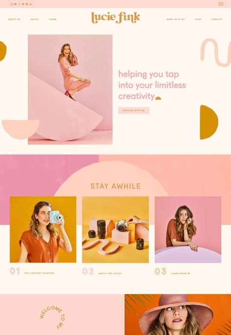 Website Design For Graphic Designers, Graphic Design Web Design, Modern Sleek Website Design, Vibrant Website Color Palette, Shopify Website Templates, Fun Colorful Website Design, Color Blocking Web Design, Pink And Orange Website Design, Party Planner Website Design