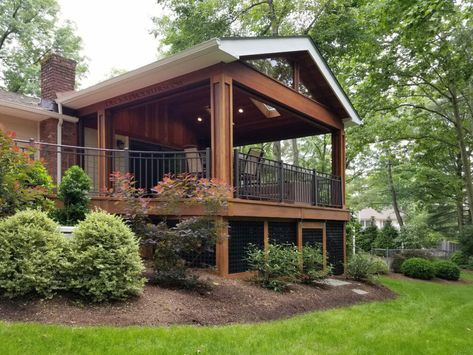 Covered Decks | Porches | Covered Patios | Pergola | Privacy Walls | Custom Lattice 2 Story Covered Deck Designs, Back Deck Roof Ideas, Large Covered Deck Ideas, Covered Decks Ideas, Covered Decks Attached To House, Covered Deck Off Back Of House, Mountain Porch, Deck With Roof, Covered Deck Ideas