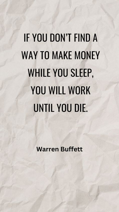 Shift your mindset towards generating passive income streams to achieve financial freedom. Explore investment opportunities, real estate, royalties, or online ventures that generate income even when you're not actively working. By diversifying your income sources and leveraging time, you pave the way for a future where your money works for you, granting you the freedom to live life on your terms. #PassiveIncome #FinancialFreedom #InvestmentStrategies #WealthBuilding #FinancialIndependence Money Quotes Truths, Real Estate Investing Quotes, Investing Quotes, Income Sources, Financial Quotes, Investment Opportunities, Investment Quotes, Quotes Truths, Finance Quotes