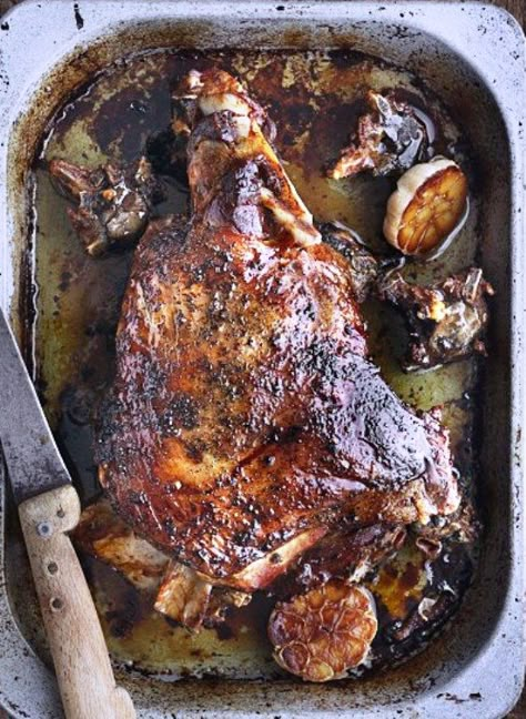 12 Sunday Roast Dinner Recipe - Fill My Recipe Book Saffron Potatoes, Slow Roasted Lamb Shoulder, Slow Roast Lamb, Roasted Lamb, Lamb Recipe, Roast Lamb, Meat And Vegetables, Lamb Shoulder, Slow Cooked Lamb