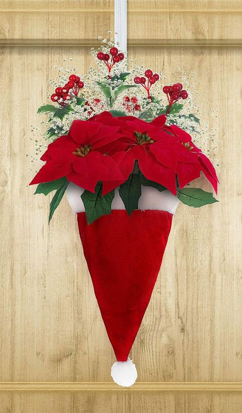 Santa's Hats, Christmas Decorations At Home, Home Decorations Ideas, Christmas Home Decorations, Diy Christmas Wreath, Birthday Wreath, Christmas Color Palette, Hanging Diy, Wreaths Christmas