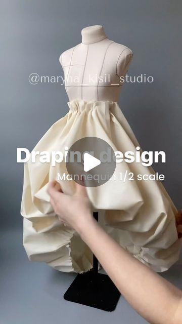 Draping for fashion 🇺🇦 online course on Instagram: "I often get questions about the mannequin. The most common question is about the scale of the mannequin.  I use full-size and large-scale mannequins made by a Ukrainian manufacturer @dama.maneken . They are soft, aesthetically pleasing and have good body surface geometry. The ability to drape and waistwear makes them versatile.  Now for the tasks performed by the mannequin. I write only about what I work with myself.  1/2 scale - this mannequin is ideal for training because it completely repeats the proportions of the body. The main advantage is that they save fabric and provide more opportunities for creativity. A large-scale mannequin allows you to experiment a lot with the shape and fabric's purity. Instead, if you use a full-size ma Draping Techniques Tutorials, Creative Draping Fashion, Draped Dress Pattern, Couture Draping, Moulage Draping, Mannequin Diy, Dress Clipart, Draping Techniques, Chic Dress Classy