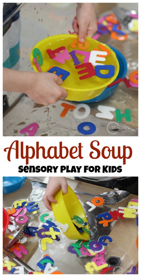 preschool alphabet sensory play Preschool Food, Preschool Cooking, Teach The Alphabet, Cooking Theme, Learn Letters, Activity For Toddlers, Preschool Alphabet, Abc Activities, Teaching The Alphabet