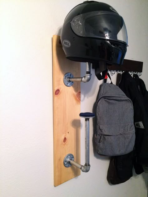 Diy Helmet Rack, Motorcycle Gear Storage, Bike Helmet Storage, Motorcycle Helmet Rack, Diy Helmet, Helmet Hanger, Helmet Rack, Helmet Holder, Helmet Storage