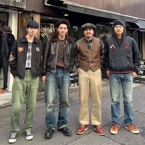 Japanese Winter Fashion, American Casual Style, Mens Outdoor Fashion, American Street Style, Vintage Outfits Men, Barbour Style, Japan Outfit, American Casual, Street Fashion Men Streetwear