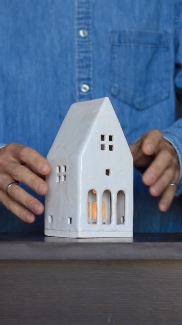 Maximilian ceramics on Instagram: "Someone said more ARCHES❔ A house inside a house. Town building blocks + tealight candle holder. It’s just a comparison, fun combination but I’m working in that direction so you can see where I’m going. #candleholders #tealightholder #candlehouse #illumination #homedecorations #whitehouses #whitedecor #ceramicdecor #whitehomestyle #whitehomes" Ceramic House Candle Holder, Ceramic Tea Light Houses, Tea Light Houses, Clay Building, House Candle Holder, Xmas Candles, Inside A House, Ceramic Lantern, Amsterdam Houses