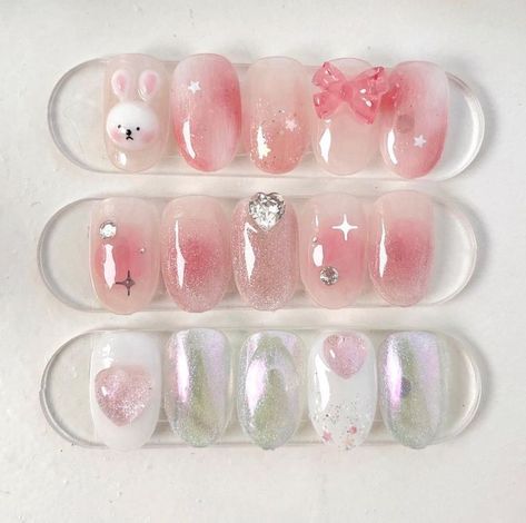 White Jelly Nails, Pink Jelly Nails, Bunny Nails, Hello Nails, Cute Simple Nails, Really Cute Nails, Jelly Nails, Mini Art, Simple Nails