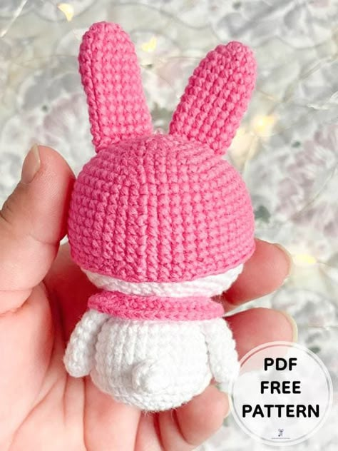 My Melody Pattern Crochet, Crochet Melody Free Pattern, My Melody Free Crochet Pattern, Crochet Patterns Sanrio, My Melody Amigurumi Free Pattern, Cinamoroll Crochet Pattern Free, Kuromi Amigurumi Free Pattern, Sanrio Amigurumi Free Pattern, My Melody Crochet Pattern Free