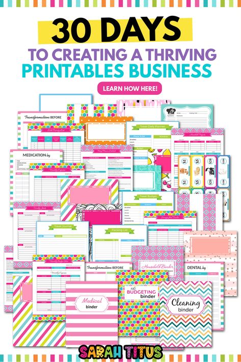 Want to know if selling printables is right for you? I've made 8-figures in revenue from my printables shop in the last 3 years and today, I'm talking all about how to get started in my amazing series: 30 Days to Creating a Thriving Printables Business! Check it out! #shopify #howtocreateprintables #makeprintables #printablesideas Business Daily Planner, Business Planner Printables, Printables Business, Selling Printables, Sarah Titus, Aesthetic Planner, Money Saving Methods, Business Printables, Make Money From Pinterest