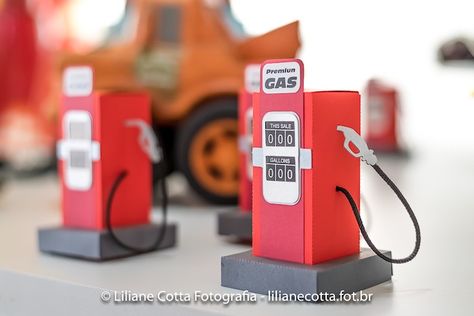 Gas Pump Favor Boxes from a Disney's Cars Birthday Party on Kara's Party Ideas | KarasPartyIdeas.com (14) Birthday Cake Cactus, Piñata Cars, Cars Party Favors, Foam Christmas Ornaments, Car Papercraft, Character Cupcakes, Cars Birthday Party, Hot Wheels Party, Disney Cars Birthday