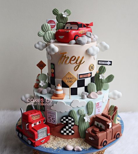 Disney Car Cake, Cars 3 Birthday Cake, Cars Birthday Cake For Boys, Cake With Cars Boys, Bolo Carros Disney, Cars Mcqueen Cake, Cake For Car Lover, The Cars Cake, Pixar Cars Birthday Cake