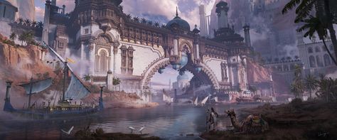 ArtStation - A city-state gate concept Gate City, Fantasy Village, Landscape Concept, Fantasy City, Fantasy Castle, Fantasy Setting, What Do You Mean, Matte Painting, Fantasy Art Landscapes