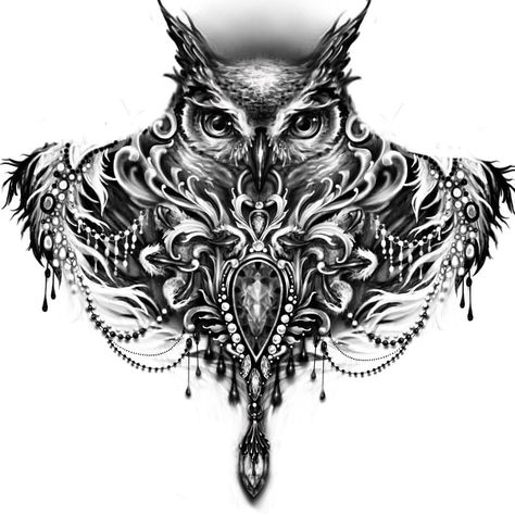 Here's a rough draft idea on procreate of what I'm tattooing on @nikkisimpsontattoos 's THROAT AND FULL CHEST tomorrow! Eventually going… Owl Tattoo Chest, Full Neck Tattoos, Owl Tattoo Drawings, Throat Tattoo, Neck Tattoos Women, Illustration Tattoo, Owl Tattoo Design, Neck Tattoo For Guys, Chest Tattoos For Women