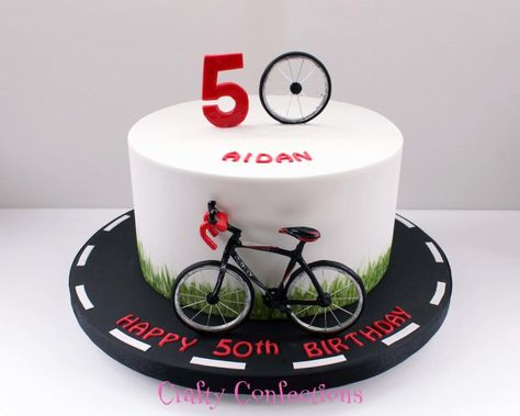 Cyclist birthday cake by Kelly Cope Cyclist Birthday Cake, Mountain Bike Cake, Cyclist Birthday, Cycling Cake, Bicycle Cake, Bike Cakes, 50th Cake, Birthday Cake For Him, Sport Cakes