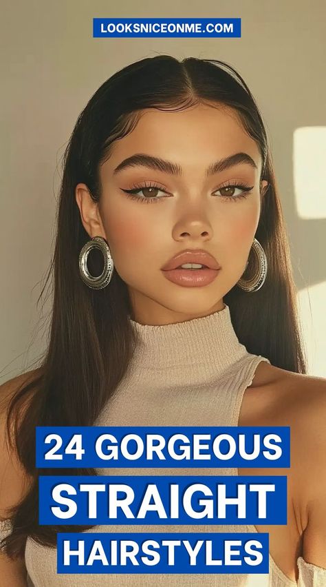 "Whether you're aiming for a minimalist look or want a statement style, these 24 straight hairstyles are a must-try! From blunt cuts to layers, embrace the beauty of sleek hair. 💫 #StraightHairstyles #HairIdeas #HairGoals" Straight Hairstyle, Sleek Hair, Pinterest Hair, Sleek Hairstyles, Casual Everyday, Polished Look, Hair Goals, Straight Hairstyles, Everyday Fashion