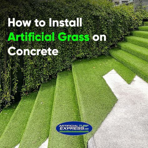 Cool down and green up your concrete driveway, patio, pool area and more with the help of Artificial Turf Express! https://www.artificialturfexpress.com/blog/the-diy-guide-to-installing-the-best-artificial-turf-on-concrete Laying Artificial Grass, Artificial Grass Backyard, Installing Artificial Turf, Turf Installation, Synthetic Lawn, Artificial Grass Installation, Artificial Lawn, Synthetic Turf, Astro Turf