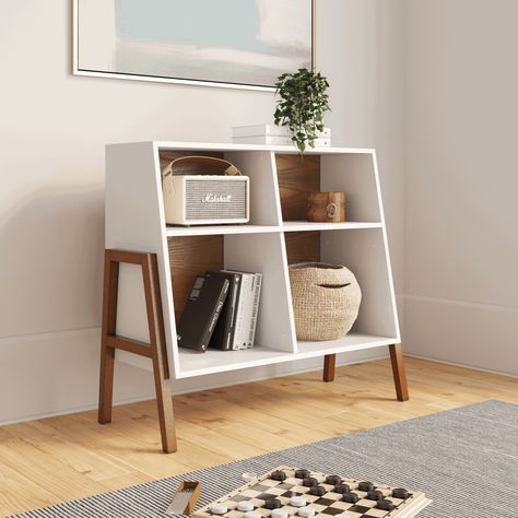 Telos Mid-Century Storage Cubby 4 Cube Organizer | Nathan James 4 Cube Organizer, Cubby Organizer, Nathan James, Cubby Shelf, Storage Cubby, Dekorasi Kamar Tidur, Cubby Storage, White Storage, Cube Organizer