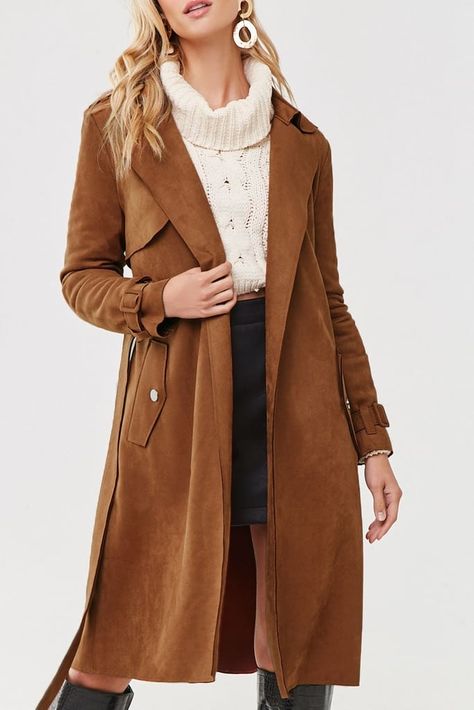 Forever 21 Faux Suede Duster Jacket Faux Jacket, Suede Outfit, Coat Outfit, Duster Jacket, Popsugar Fashion, Suede Coat, Street Style Trends, Tailored Dress, Spring Fashion Trends