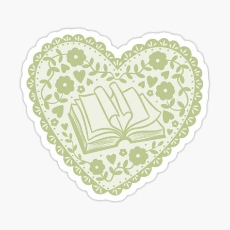 Kindle Decoration, Stickers To Print, Bookish Stickers, Kindle Stickers, Book Stickers, Cartoon Heart, Kindle Cover, Green Sticker, Sticker Inspo