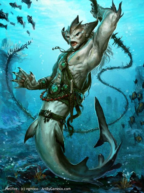 Rpg Creatures, Dnd Monsters, Mermaids And Mermen, Fantasy Races, Fantasy Monster, Creature Feature, Sea Monsters, Arte Fantasy, Creature Concept