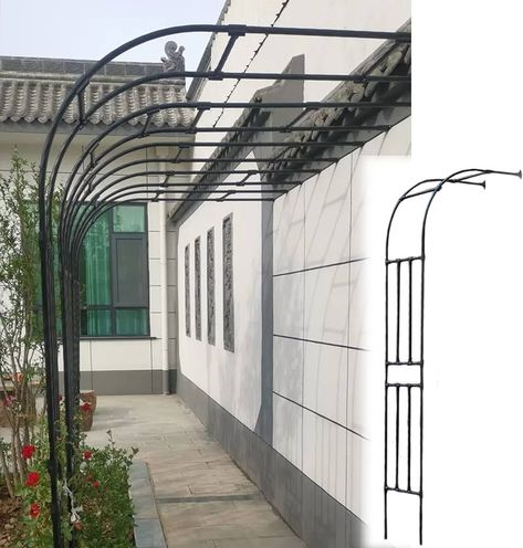 0.6M-2.4M Garden Black Arch Heavy Duty Half Side Arches for Wall White Garden Arbor for Garden Plants Support Iron Trellis/Black/120 * 240Cm/3.9 * 7.9Ft : Amazon.co.uk: Garden Window Trellises, Wrought Iron Trellis, Iron Pergola, Garden Plant Supports, Black Arch, Iron Trellis, West Home, Wall White, Garden Arbor