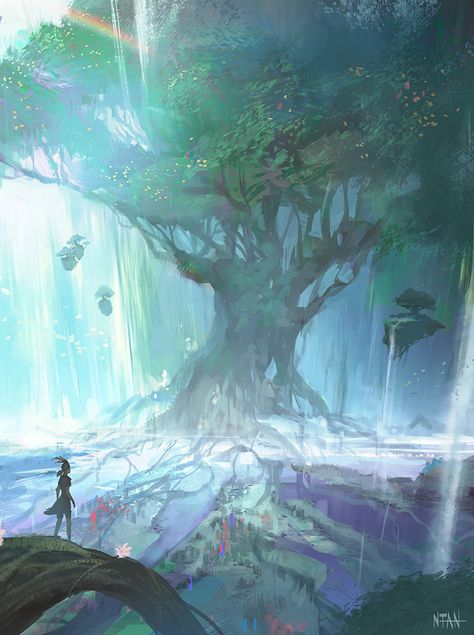 Ice Theme, Yggdrasil Tree, Fantasy Tree, Abstract Wallpapers, Magical Tree, Digital Painting Techniques, Fantasy Worlds, Giant Tree, Dungeon Maps