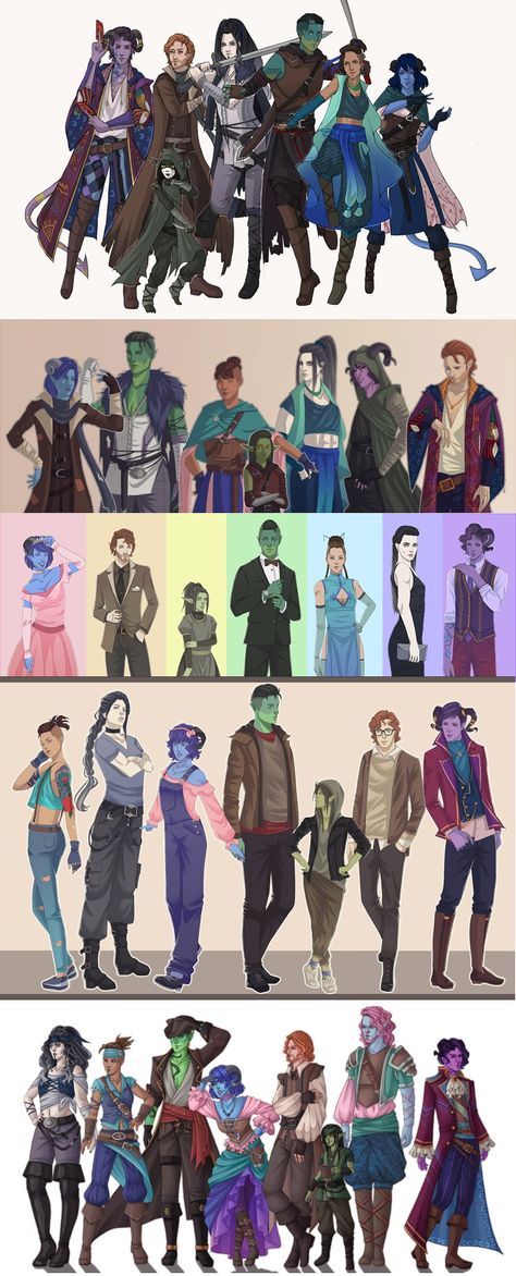 Switch-a-roos and costumes. The Mighty Nein. Critical Role. Yasha Fanart Critical Role, Modern Mighty Nein, Might Nein Fanart, Lord Eshteross Critical Role, Frumpkin Critical Role, Mighty Nine Critical Role, Mighty Nein Wallpaper Phone, Critical Role Campaign 3 Fanart, Mighty Nein Fanart