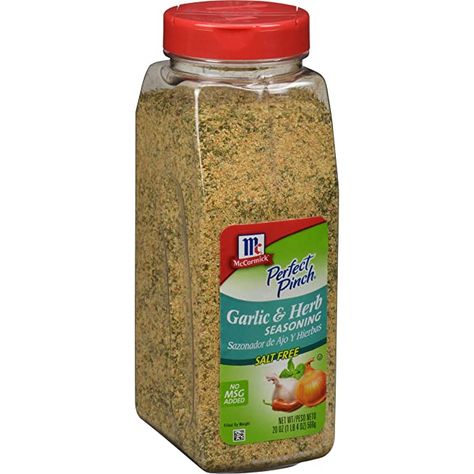 Amazon.com : McCormick Perfect Pinch Garlic & Herb Salt Free Seasoning, 19 oz - One 19 Ounce Container of Garlic Herb Seasoning to Add Zesty Flavor to Chicken, Pasta, Salads and More : Grocery & Gourmet Food Chicken Pasta Salads, Herb Salt, Salt Free Seasoning, No Sodium Foods, Premium Spices, Garlic Seasoning, Herb Seasoning, Low Sodium Recipes, Chicken Pasta Salad