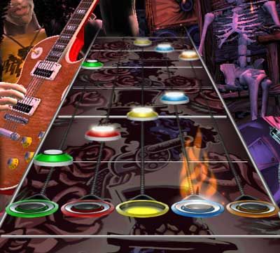 Color harmonies are those which share a specific relationship on the color wheel. The most common type is complimentary colors, which are opposites on the color wheel. This still of Guitar Hero showcases the game's use of a color harmony to indicate to the player which buttons to press in order to play the notes in the song. Unknown artists. Techno Style, Best Video Games, Freddie Benson, Early 2000s Aesthetic, Midwest Emo, Hero Games, 2000s Emo, Older Siblings, 2000s Grunge