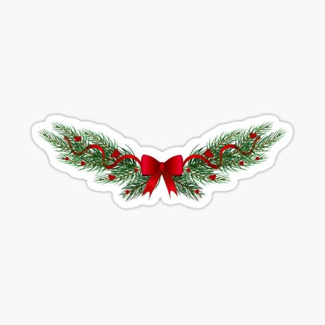 Cute Christmas Stickers Aesthetic, Winter Stickers Aesthetic, Christmas Aesthetic Stickers, Christmas Stickers Aesthetic, December Stickers, Wreath With Red Bow, 2025 Sticker, Making Stickers, Sticker Christmas