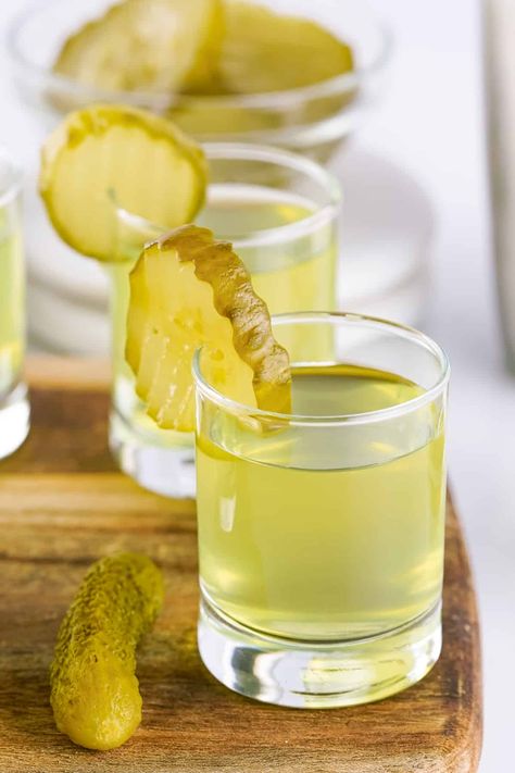 Dill Pickle Shots (With Vodka) Pickle Shots Recipe Vodka, Pickle Shots, Shots With Vodka, Pickle Shot, Pickle Juice, Shot Recipes, Dill Pickle, Worcestershire Sauce, Taste Buds