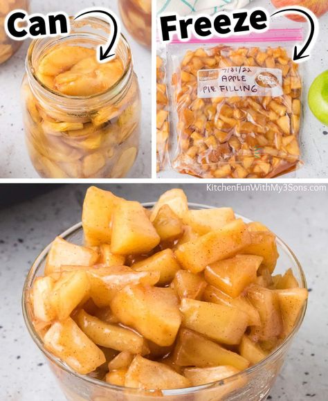 Make this incredible apple pie filling when you are ready to make a pie, tart, cake or any Fall dessert. This easy pie filling can be canned or frozen for later and is so much better than store bought! Freezing Apple Pie Filling, Frozen Apple Pie Filling, Easy Pie Filling, Freezing Apple Pie, Freezer Apple Pie Filling, Canning Apple Pie Filling, Sugar Free Apple Pie, Easy Apple Pie Filling, Apple Pie Filling Recipe