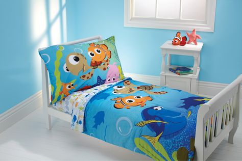 Nemo and Friends 4 Piece Toddler Bedding Set Finding Nemo Nursery, Toddler Bed Sheets, Disney Bedding, Toddler Sheets, Toddler Bedding, Toddler Bed Set, Toddler Mattress, Nursery Bedding Sets, Ocean Theme