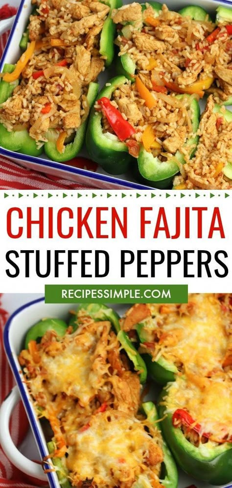 Stuffed Bell Peppers Chicken, Bell Peppers Stuffed, Chicken Food Recipes, Stuffed Pepper, Seasoned Chicken, Chicken Stuffed, Chicken Fajita, Mexican Cheese, Chicken Food