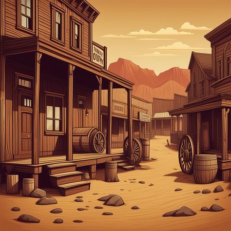 Saloon Wild West, Western City Concept Art, Cowboy Town Wild West, Texas Background, Ghost Towns Of America, 2d Pattern, Cowboy Town, Blood Meridian, Western Bar