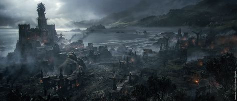 Middle-earth™ : Shadow of War™ - on Behance Middle Earth Shadow, Shadow Of Mordor, Games Design, Fantasy City, Fantasy Places, Matte Painting, 판타지 아트, Environment Design, Fantasy Inspiration