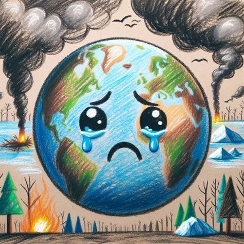 Environment Awareness Drawing, Poster On Environmental Pollution, Polluted Earth Drawing, Smog Awareness Posters, Environment Pollution Drawing, Earth Pollution Drawing, Environment Awareness Posters, Save Forest Poster Drawing, Life On Land Poster