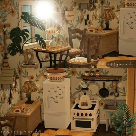 Acnh Tiny House, Acnh Furniture Collections, Grandmacore Animal Crossing, Acnh Autumn House, Acnh Cottagecore Kitchen, Acnh Cottagecore Items, Acnh Rug Code, Acnh Kitchen Designs, Acnh Kitchen Ideas