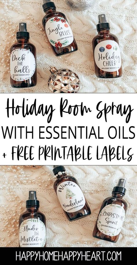 Holiday Room Spray, Room Spray Recipe, Diy Room Spray, Diy Gifts To Make, Christmas Gifts To Make, Holiday Room, Labels Printables Free, Label Christmas, Labels Diy