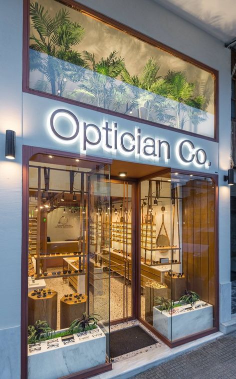 Eyewear Shop Design, Business Signs Outdoor, Eyewear Store Design, Vitrine Design, Jewelry Store Interior, Shop Facade, Jewelry Store Design, Storefront Design, Arch Interior