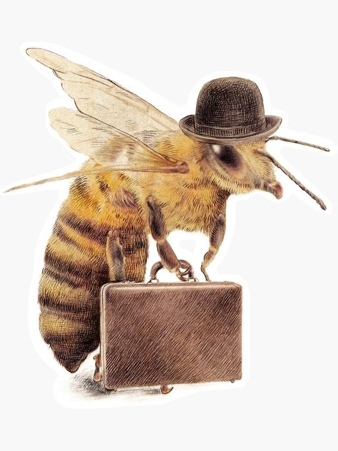 "Worker Bee" Sticker by opifan | Redbubble Worker Bee Tattoo, Bee Wallpaper Laptop, Bee Anatomy Illustration, Worker Bee Illustration, Vintage Honey Bee Illustration, David Tattoo, King Bee, Worker Bee, Bee Drawing