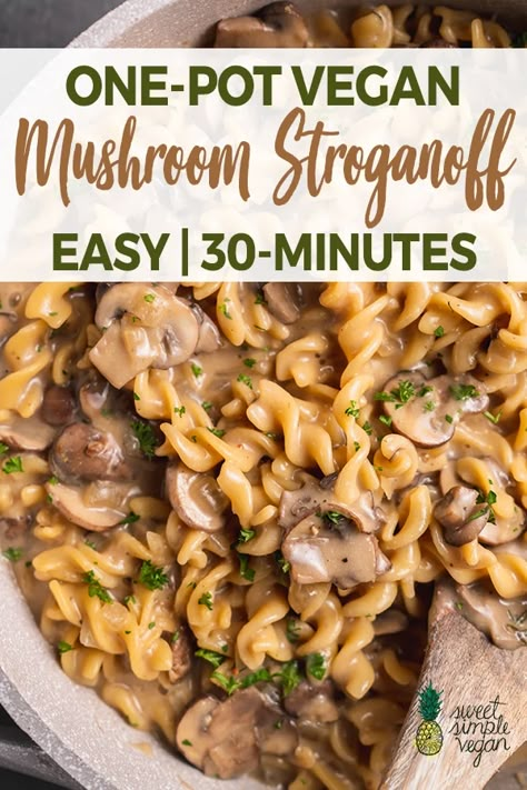 Easy And Delicious Vegan Recipes, One Pot Mushroom Stroganoff, Easy Yummy Vegan Recipes, Vegan Cooking For One, Quick And Easy Plant Based Meals, Carrot And Mushroom Recipes, Vegan Recipes That Actually Taste Good, Vegan One Pot Dinner, Vegan Meal Prep Dinner