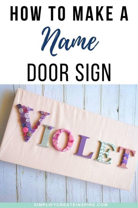 Create your own DIY name sign for the bedroom door or as a wall art for your kid's rooms. This is an easy project that you can make as gifts or one that kids can get involved in too! Kids Door Name Signs, Door Name Plates Diy, Bedroom Door Signs Diy, Diy Name Plates For Door, Diy Name Signs For Nursery, Kids Room Door Signs, Kids Bedroom Door Signs, Diy Name Signs, Name Signs Diy