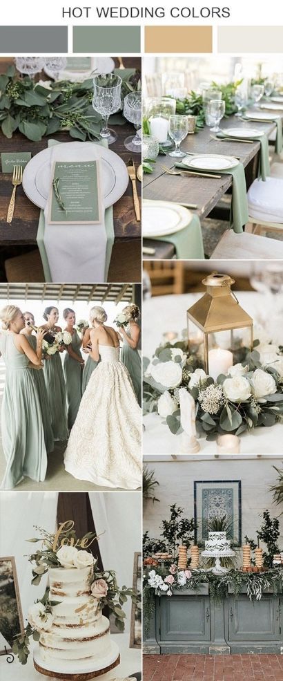 Sage Green Wedding Ideas, Green Wedding Ideas, Sage Green Wedding Colors, Wedding Color Palettes, Sage Green Bridesmaid Dress, Green Themed Wedding, Green Wedding Colors, Sage Wedding, Sage Green Wedding