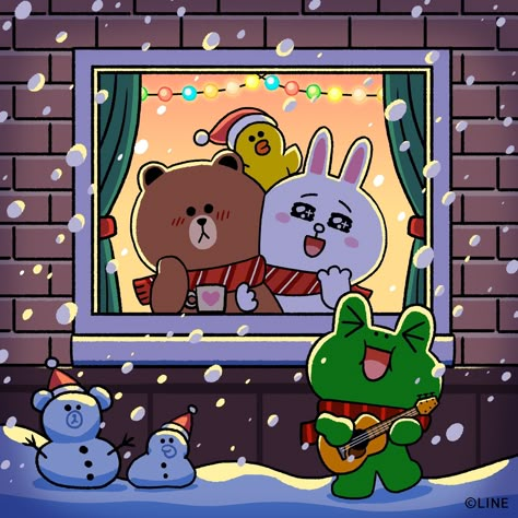 Line Cony, Cony Brown, Powerpoint Design Templates, Bunny And Bear, Design Basics, Cute Cartoon Images, Cute Doodle Art, Graphic Design Fun, Snow Scenes