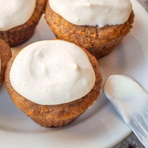 Yogurt Frosting, Gaps Diet Recipes, Yogurt Cheese, Yogurt Melts, Gaps Recipes, Carrot Cake Muffins, Cake Muffins, Carrot Cake Cupcakes, Filled Muffins