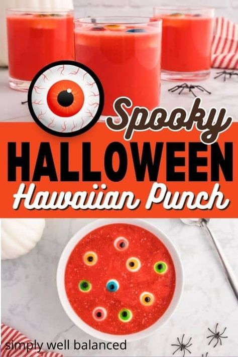 Spooky Halloween Hawaiian Punch Recipe (Non-Alcoholic) Hawaiian Punch Recipes, Spooky Punch, Halloween Party Punch, Blue Hawaiian Punch, Halloween Punch Recipes, Halloween Punch, Hawaiian Punch, Halloween Post, Kid Friendly Halloween