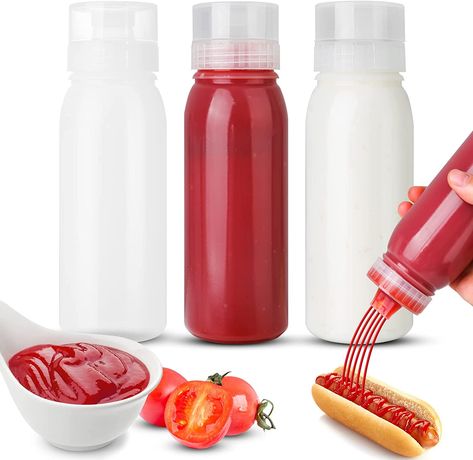 Porous Condiment Squeeze Bottles, Salad Dressing Container, Squeeze Bottles for Sauces, Botellas Exprimibles de Condimentos 3-Pack 13 oz, Syrup Dispenser Great for Ketchup, Salad, BBQ Sauce, Oil.  As an Amazon affiliate I earn through promotion. Ketchup Bottles, Salad Dressing Bottles, Dressing Containers, Syrup Dispenser, Salad Dressing Container, Salad Container, Squeeze Bottles, Amazon Products, Camping Food