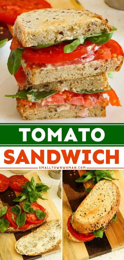 Tomato Sandwiches, Summer Sandwiches, Garden Tomatoes, Easy Sandwich Recipes, Sandwich Ideas, Family Friendly Dinners, Tomato Sandwich, Summer Tomato, Work Meals