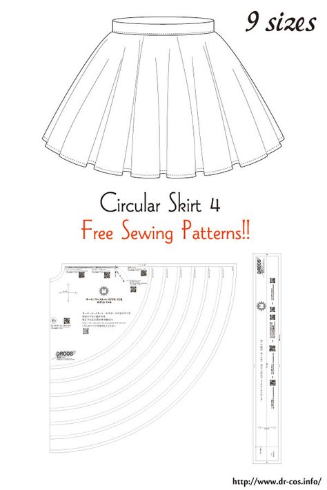 This is the pattern of a Circular Skirt 4. inch size(letter size) Children's-4,8,10/Ladies'-S,M,L,LL/Men's-L,LL cm size(A4 size) Children's-100,120,140/Ladies'-S,M,L,LL/Men's-L,LL Skirt Pattern Free, Sewing Patterns Free Women, Circular Skirt, Japanese Sewing Patterns, Free Pdf Sewing Patterns, Girls Dress Sewing Patterns, Skirt Sewing, Free Sewing Patterns, Japanese Sewing